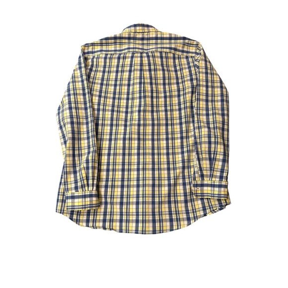 Chaps Mens Yellow & Blue Plaid Button-Down Shirt XXL Stretch Easy Care - Picture 6 of 6
